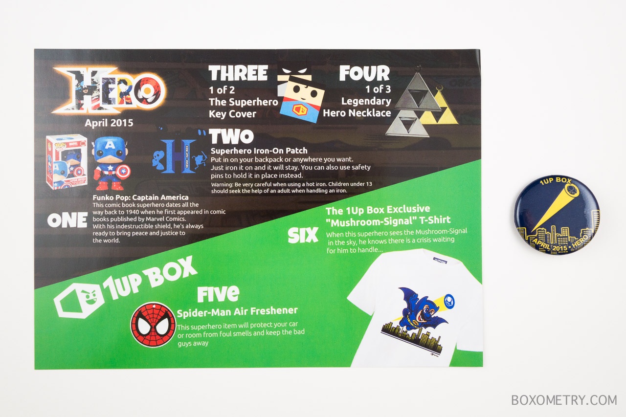 1Up Box April 2015 Detail Card and Pin