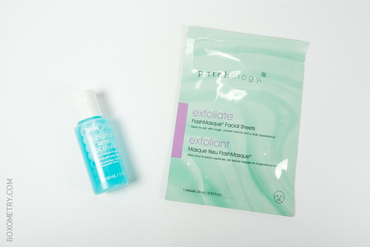 Boxometry BeautyFIX August 2015 Review - Bliss Fabulous Foaming Face Wash and Patchology Flashmasque Facial Sheet - Exfoliate