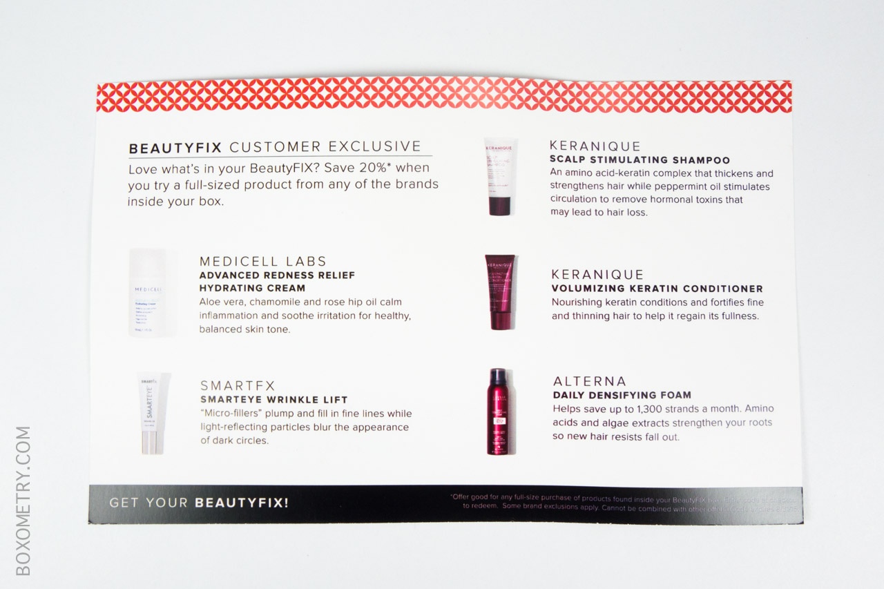 Boxometry BeautyFIX August 2015 Review - Detail Card Back
