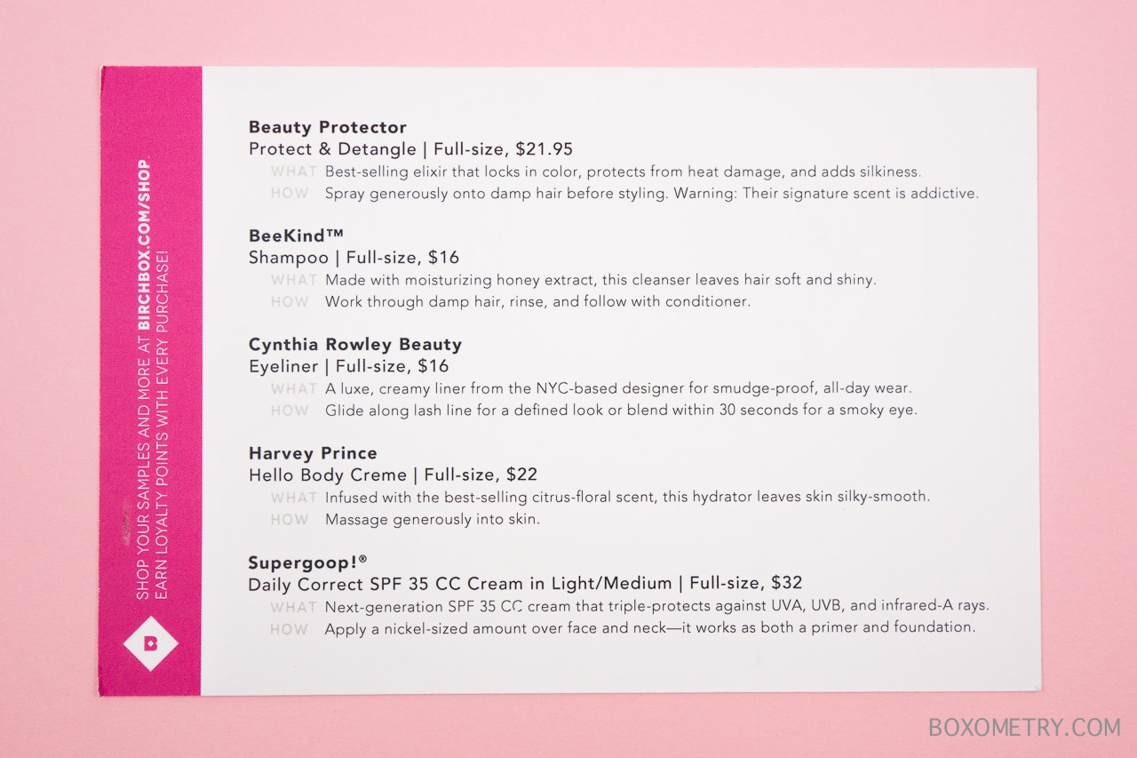 Birchbox February 2015 Detail Card