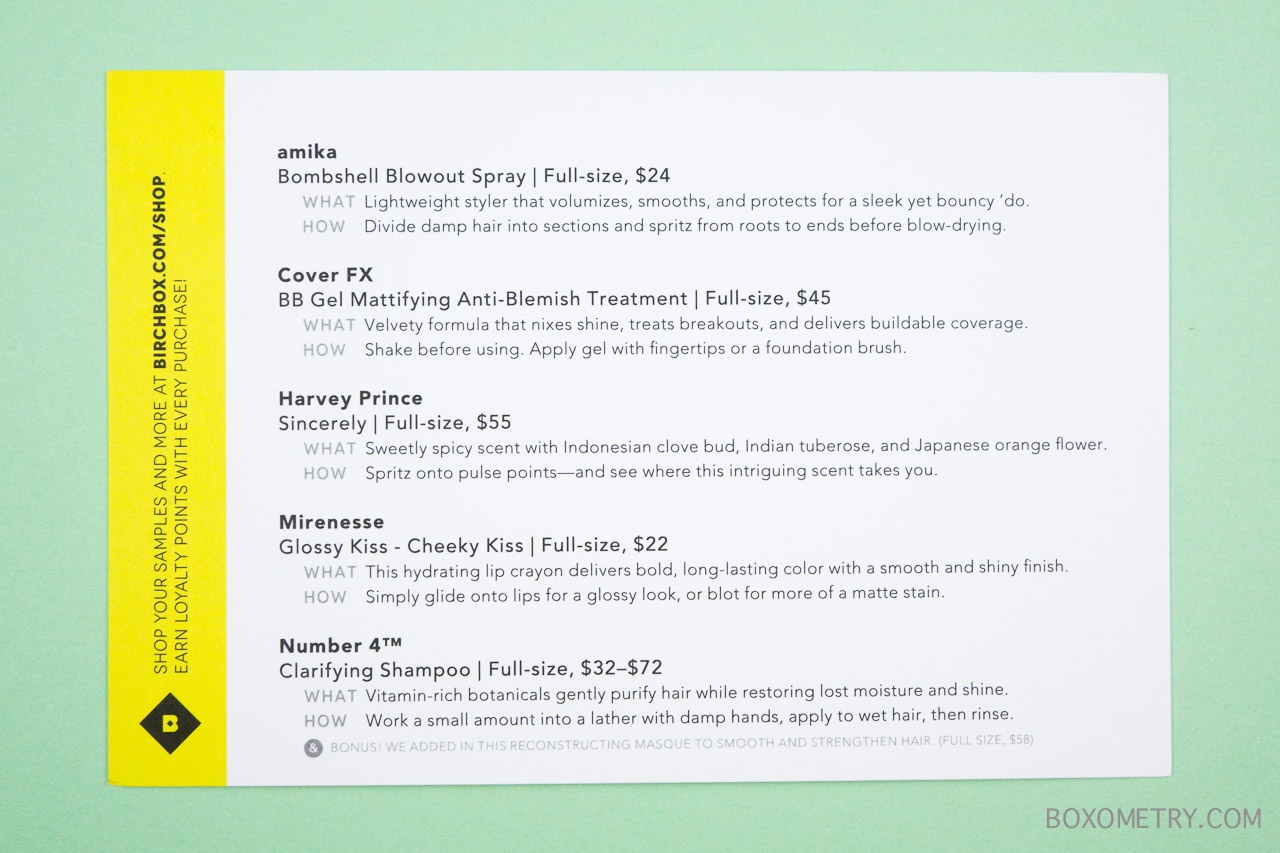 Birchbox March 2015 Detail Card