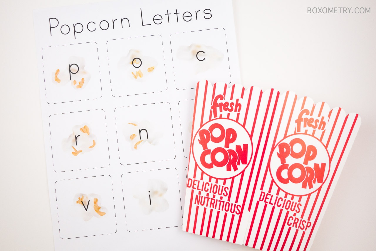 M is for Monster June 2015 Review - Week 3 Activity 2 Popcorn Letter Pop
