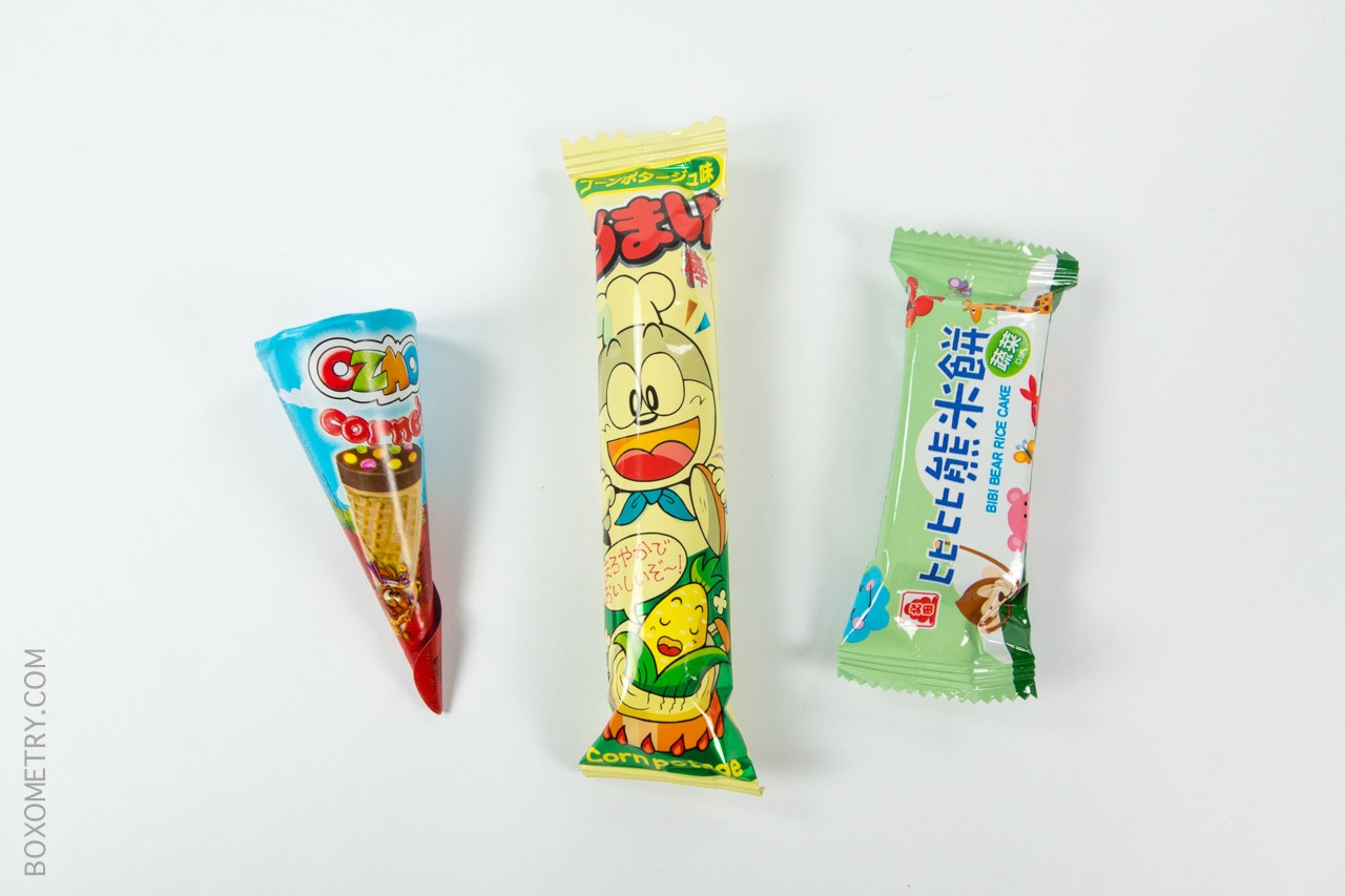 Boxometry MunchPak October 2015 Review - Ozmo Cornet and Doraemon Corn Potage and Bibi Bear Rice Cake